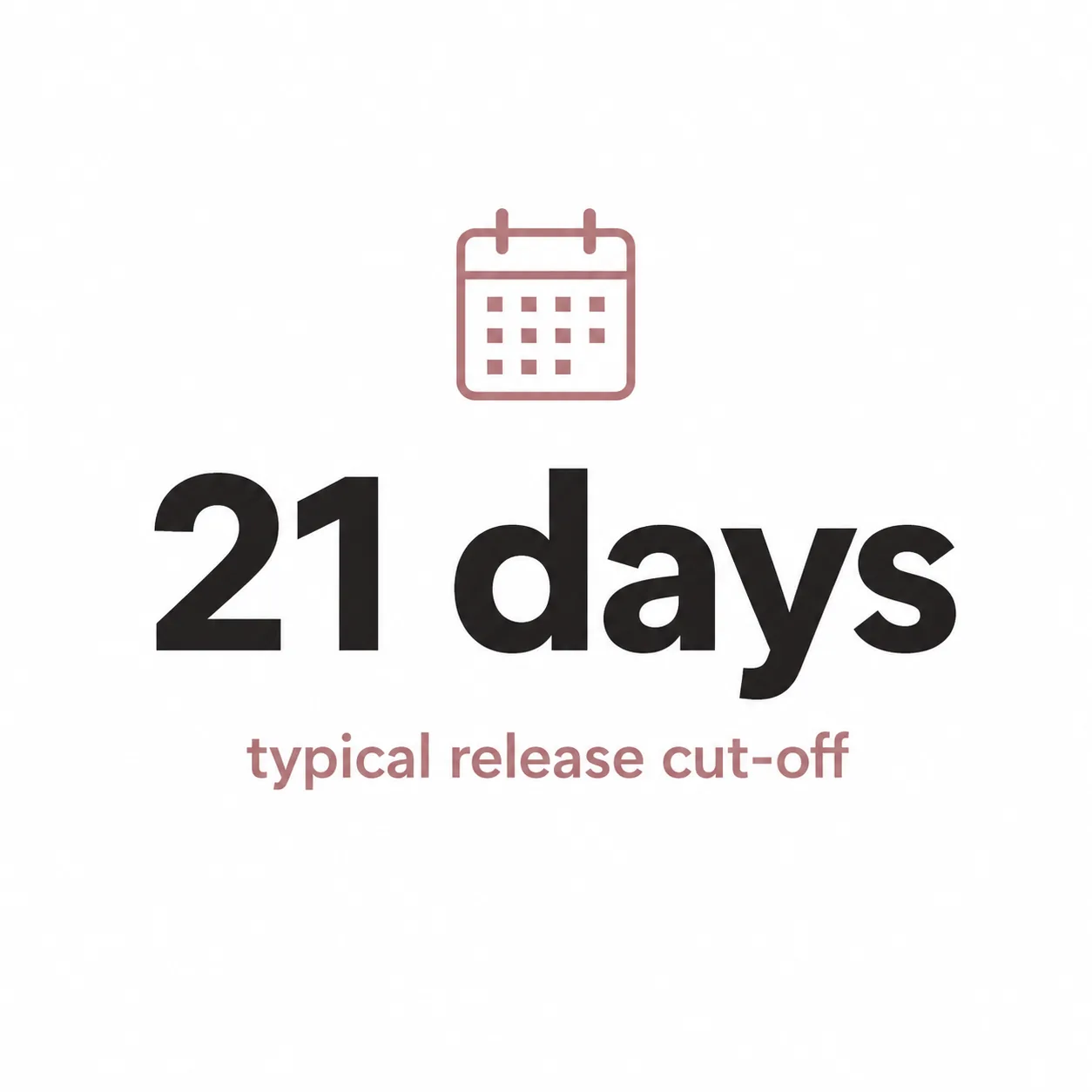 Stat card highlighting a typical 21-day release cut-off before arrival in an allotment agreement